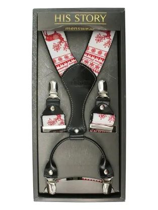 Moške naramnice z rdečim božičnim motivom