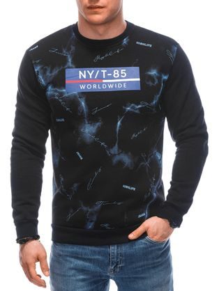 Modni črn pulover brez kapuce B1658