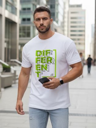 Bela moška majica z napisom DIFFERENT