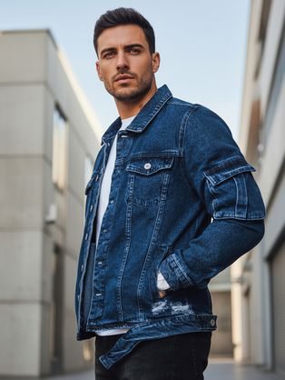 Stilska jeans jakna v modri barvi