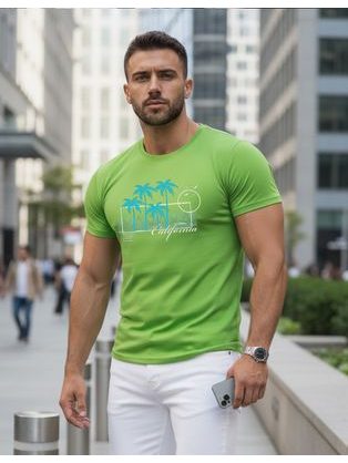 Izvirna zelena moška majica s poletnim potiskom