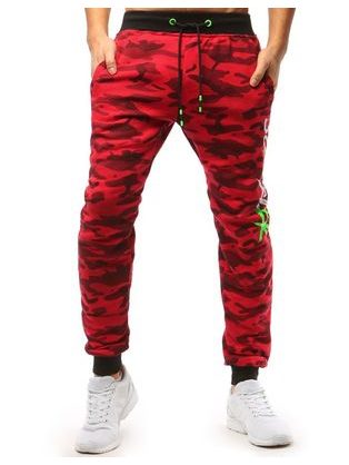 Rdeče maskirne športne hlače s potiskom