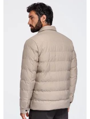 Bež moški pulover iz teksturiranega pletenega materiala V4 SWSW-0119