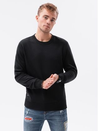 Preprost črn pulover brez kapuce B978