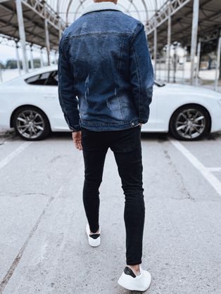 Trendovska modra jeans jakna s kapuco