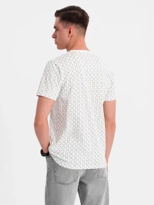 Osnovna bombažna bela majica z V-izrezom V4 TSBS-0237