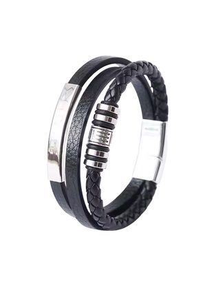 Črna zapestnica s kovinskimi okraski SH-2010