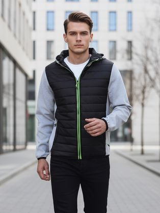 Zanimiva moška prehodna jakna s prešivanjem sive barve