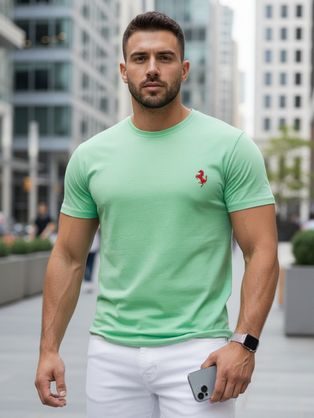 Atraktivna majica v mentol barvi z logom