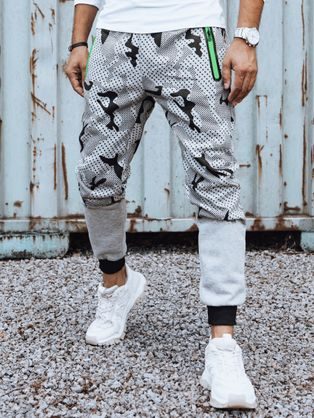 Sodobne moške trenirke z maskirnim vzorcem sive barve