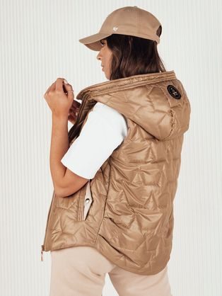 Neobičajen ženski prešit brezrokavnik v bež barvi Zipis