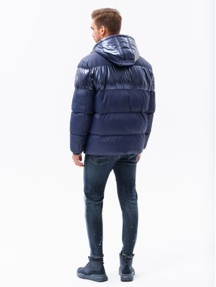 Trendovska zimska temno modra jakna C576