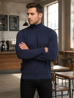 Osnovni črni moški pulover z v-izrezom