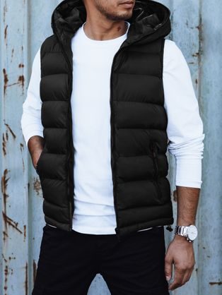 Edinstven črn brezrokavnik s kapuco