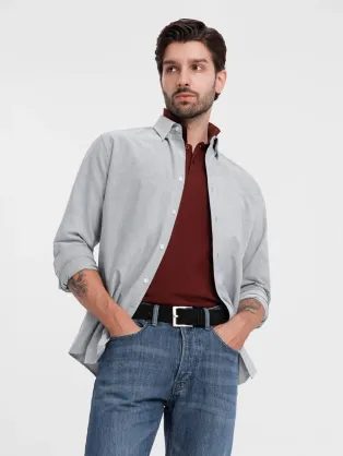 Elegantna siva moška srajca V2 SHOS-0172