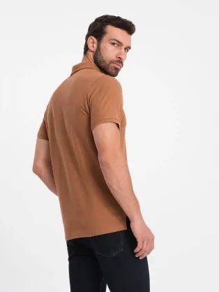 Moška olivna črtasta polo majica SLIM FIT V4 POSS-0143