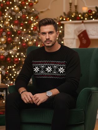 Trendovski grafit črtasti pulover