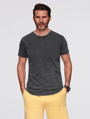 Črna moška majica s spranim vzorcem V1 TSWT-0116