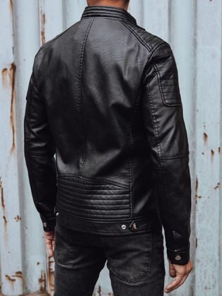 Modna črna moška jakna iz usnja