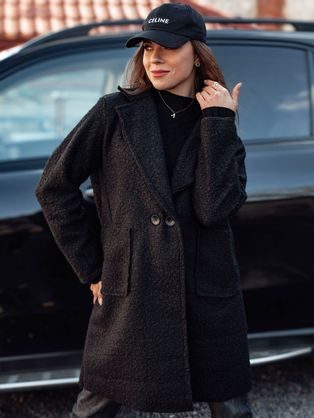 Ženski oversized črn dolg plašč Baralite