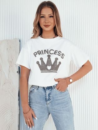Ženska bela majica s temnim potiskom Princy