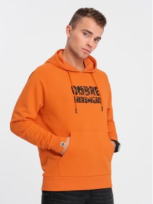 Trendovski oranžen pulover z napisom V1 SSPS-0155