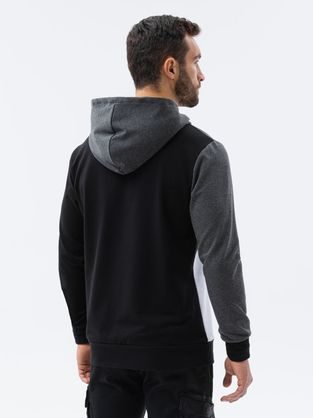 Temno siv pulover s črnim kontrastom B1050
