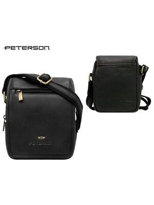 Elegantna črna usnjena torba Peterson