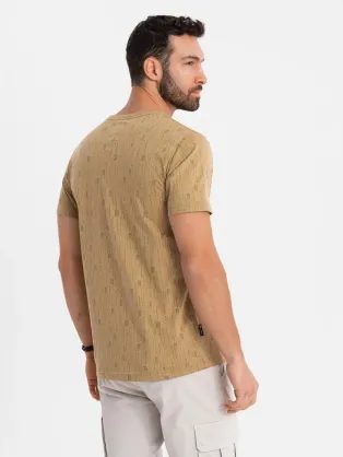 Osnovna bombažna rožnata majica z izrezom v obliki črke V V7 TSBS-0237