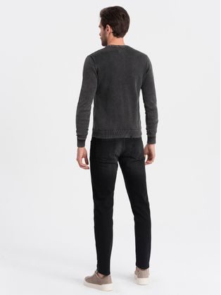 Moški pulover z V-izrezom v črni barvi V4 SWOS-0108