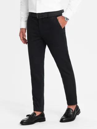 Chinos črne hlače klasičnega kroja z nežno strukturo V5 PACP-0190