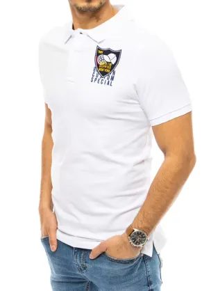 Preprosta bela polo majica S1374