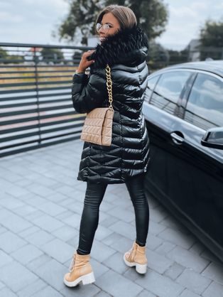 Neobičajna ženska prešita bunda v črni barvi Gisel