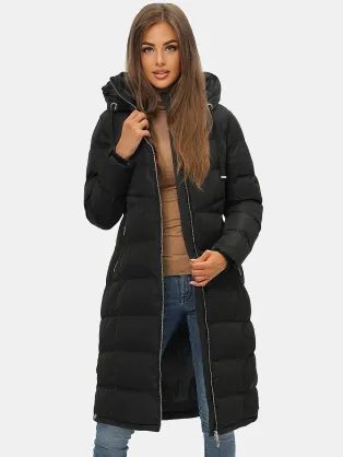 Trendovski ženski zimski plašč v črni barvi JS/M736/392