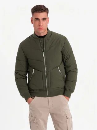 Stilski moški temno olivno zelen bomber V3 OM-JALP-0143