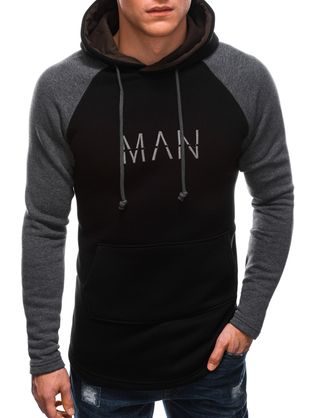 Črn pulover z napisom Man B1548