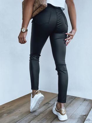 Trendovske ženske povoskane hlače v črni barvi Heiley