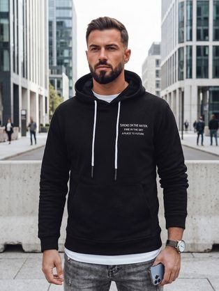 Pulover s kapuco v črni barvi