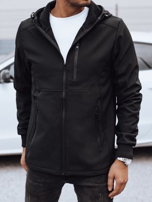 Moška prehodna črna jakna s kapuco