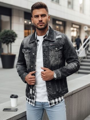 Moderna črna denim jakna