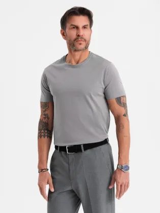 Osnovna siva bombažna majica z okroglim vratom V3 TSBS-0236