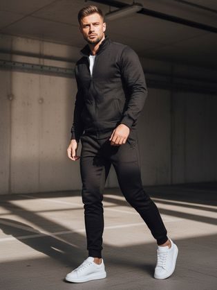 Rožnato-črn set trenirke