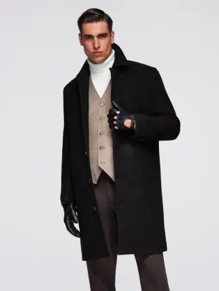 Črn moški zimski plašč om-cowc-0135