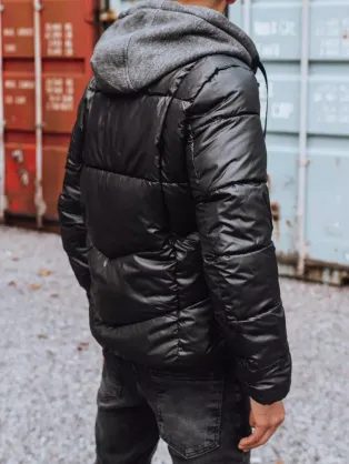 Črna stilska prešita zimska bunda
