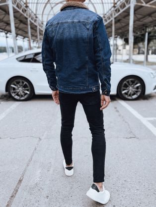 Trendovska modra jeans jakna s kapuco