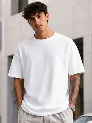 Bela oversize majica brez potiska
