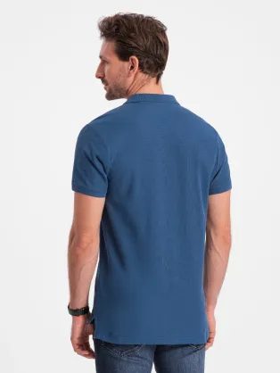 Preprosta temno modra polo majica S1374