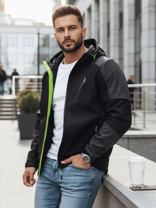 Edinstvena softshell jakna s kontrastnimi elementi v črni barvi