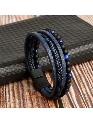 Črna zapestnica s kovinskimi okraski SH-2010