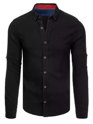 Črna bombažna srajca v ležernem stilu